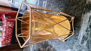 Showpiece with Gold glass and flower  combo