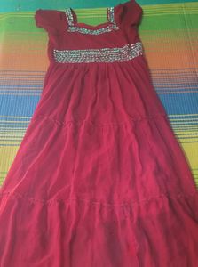 Elegant Brown Mirror Work Gown – XXL Size