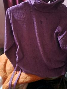 Corduroy Top with Drawstring Detail