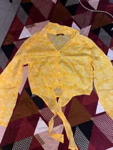 Yellow Tie-Front Top