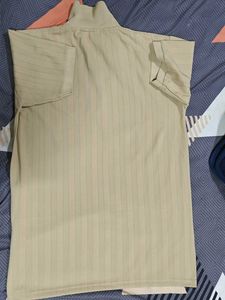 Beige Striped Polo Shirt