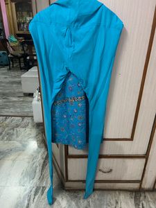 Teal Floral Embroidered Dress