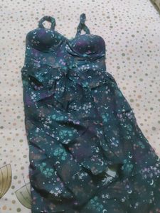 Mini Floral Green Stripped Dress