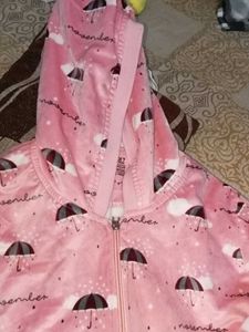 Pink Patterned Zip-Up Hoodie