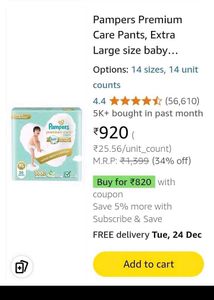 Xl 72 Pamper Pack 2 Qty