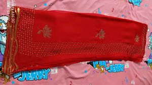 Designer Red Saree