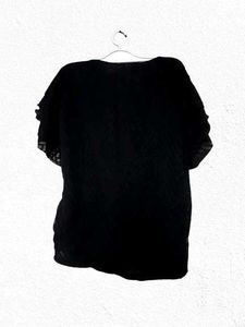 Black Frills Embroidered Top