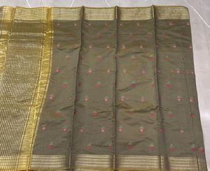 Olive Green & Gold Saree- New