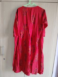 Red Floral Print KURTA AND PAJAMA SET