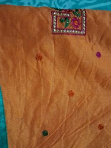 Orange Embroidered Saree