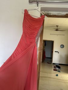 Coral Formal Gown with Embellishments
