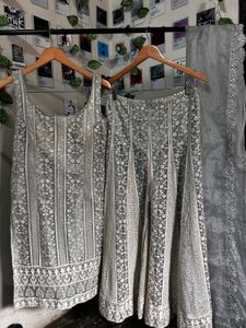 Grey Embroidered Party Wear Set