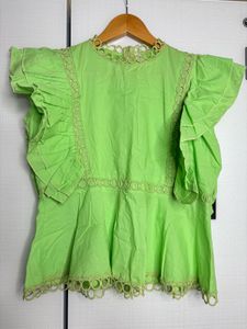 Green Ruffle Top