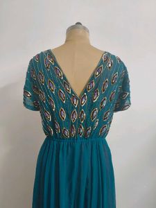 Teal Embellished Maxi Dress