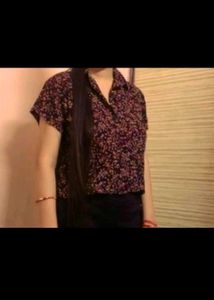 Floral Print Short Sleeve Blouse + Free Delivery