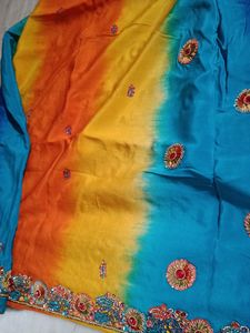 Heavy Work Partywear Multicolour Silk Saree