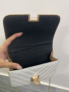 Beige And White Shoulder/Sling Bag