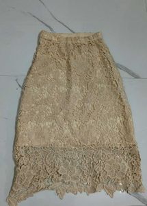 Elegant Beige Lace Skirt