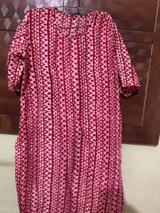 Red & White Patterned Kurti