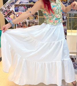 White Tiered Maxi Skirt