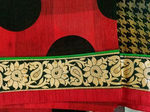 Beautiful Red &amp; Black Cotton Saree🌹🖤