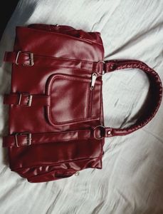 Red Faux Leather Handbag
