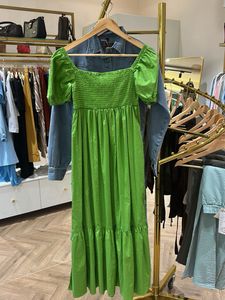 Green Puff Sleeve Maxi Dress
