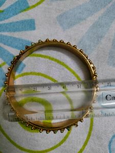 Bangle With Red And Faux Pearl Beads