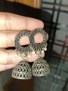 Antique Silver Jhumka Earrings