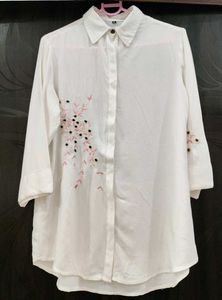 Embroidered White Button-Down
