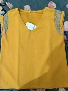 Mustard Lace Sleeve Top