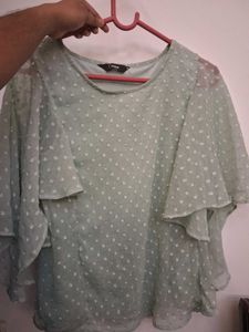 Mint Green Swiss Dot Blouse