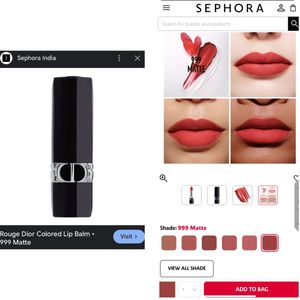 Authentic Dior Rouge 999 Matte Lipstick