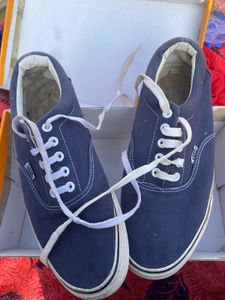 New Navy Blue Sneakers With White Strap