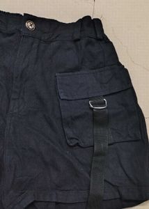 Black Cargo Shorts with Straps And Free Lipstik
