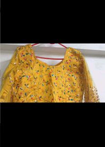 Elegant Yellow Embroidered Anarkali For Haldi