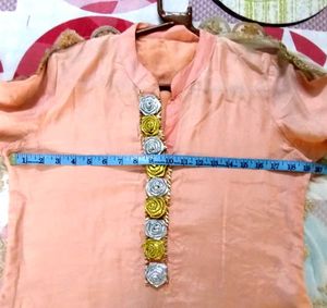 Peach Kurta Set With Garara