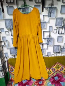 Mustard Floral Embroidered Dress