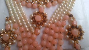 Elegant Peach &amp; Pearl Jewelry Set