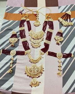 Elegant Burgundy & Gold Jewelry Set