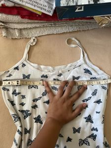 White And Blue Aesthetic Butterfly Spaghetti Top