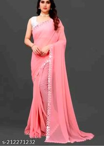 Elegant Black Mirror Work Saree