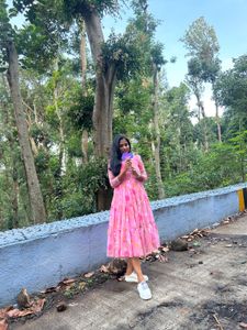 Pink Floral Midi Dress