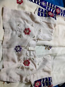 White Embroidery Saree