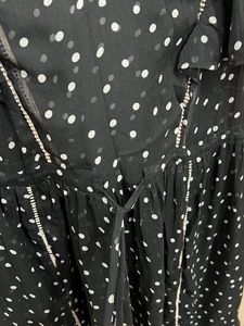 Polka Dot Black Flared Dress