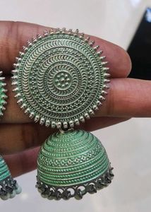 Green Jhumka Earrings