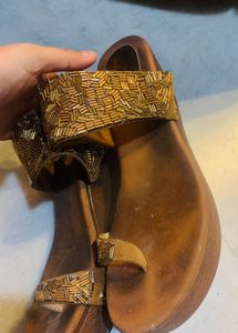 Vintage Brown Wedge Sandals