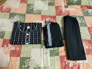Black &amp; White Printed Kurta Set