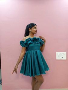 Off Shoulder Green Dress