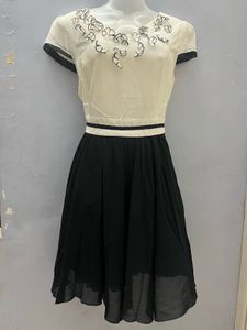 Korean Black Designer Flared One Piece
